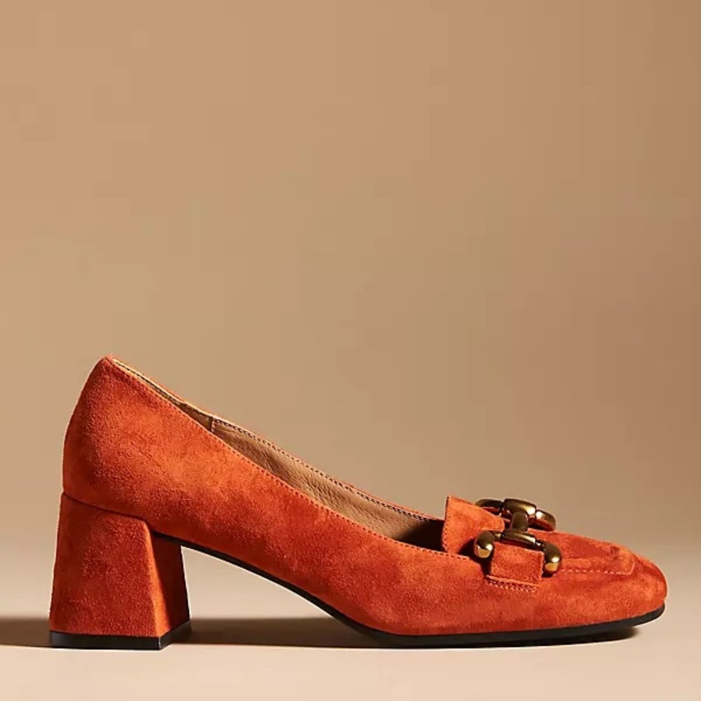Anthropologie Burnt Orange Suede Loafers